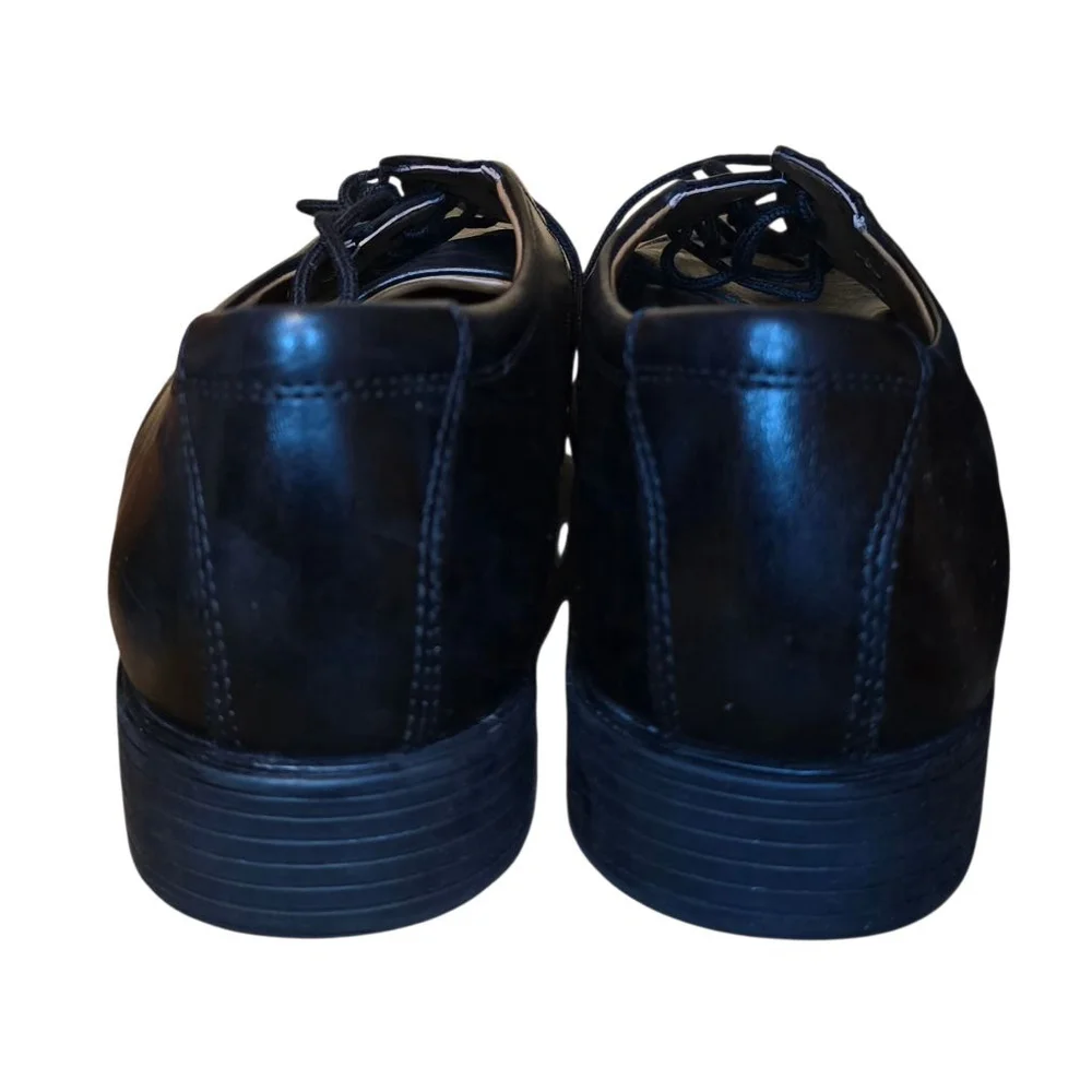 NWT Men's Clarks Tilden Cap‎ Black Leather Oxfords Size 12W Work Casual